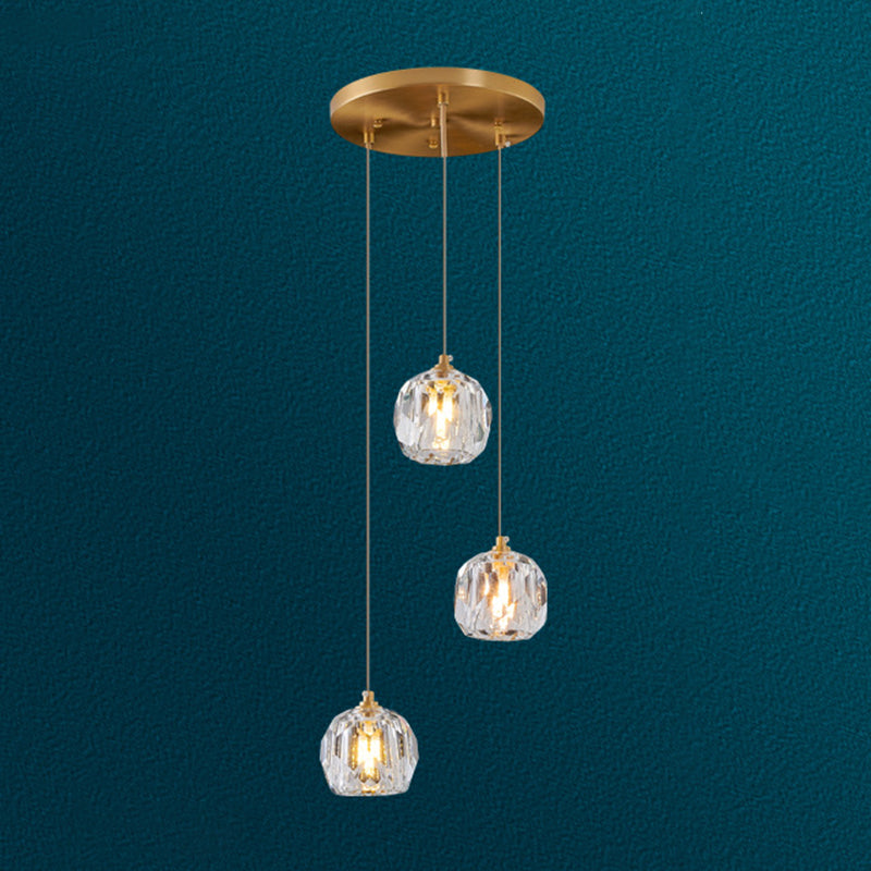 Sfera lampada a sospensione cristallo smussata moderna semplicità finitura ottone a soffitto multiplo