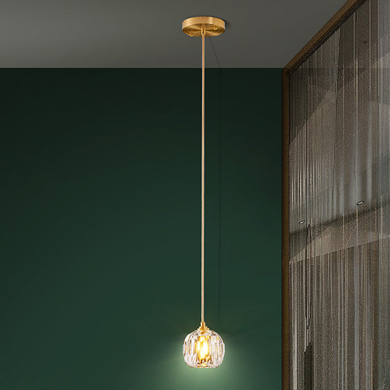 Sfera lampada a sospensione cristallo smussata moderna semplicità finitura ottone a soffitto multiplo