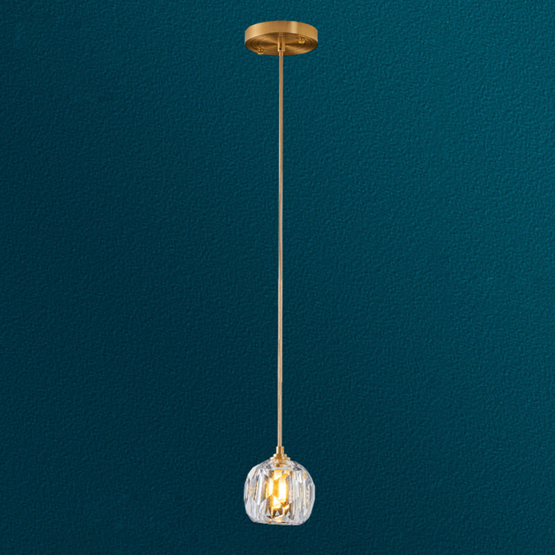 Sfera lampada a sospensione cristallo smussata moderna semplicità finitura ottone a soffitto multiplo