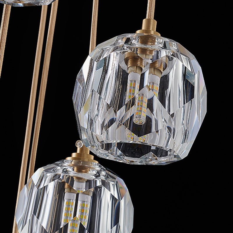 Sfera lampada a sospensione cristallo smussata moderna semplicità finitura ottone a soffitto multiplo