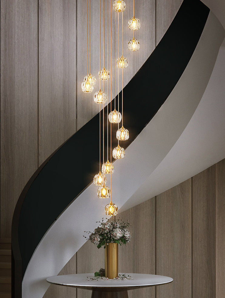 Sfera lampada a sospensione cristallo smussata moderna semplicità finitura ottone a soffitto multiplo