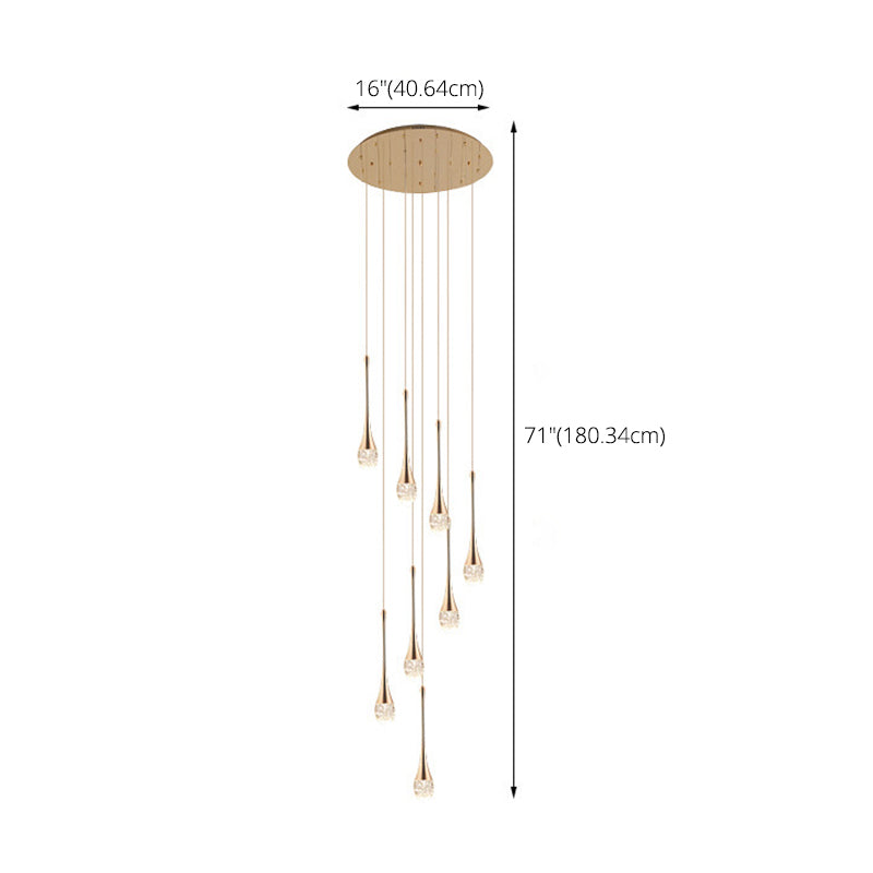Droplet Hanging Light Fixtures Modern Simple Crystal Ceiling Pendant for Stairwell