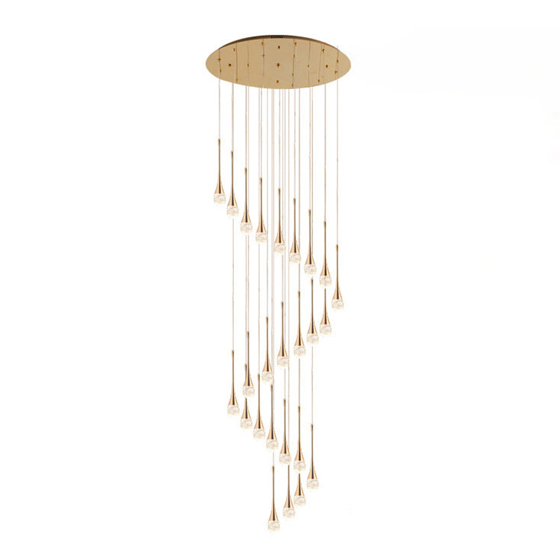 Droplet Hanging Light Fixtures Modern Simple Crystal Ceiling Pendant for Stairwell