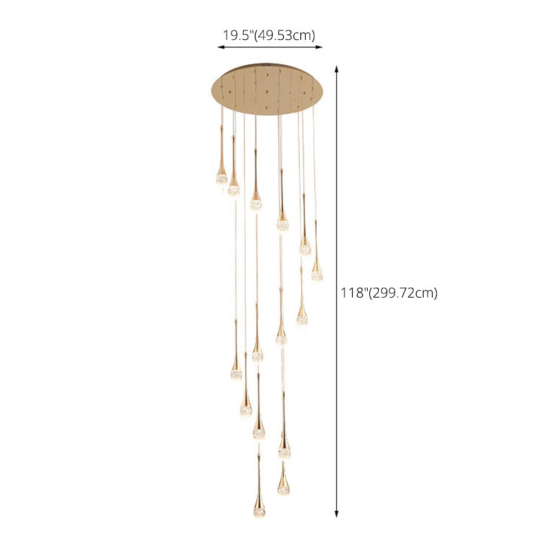 Droplet Hanging Light Fixtures Modern Simple Crystal Ceiling Pendant for Stairwell