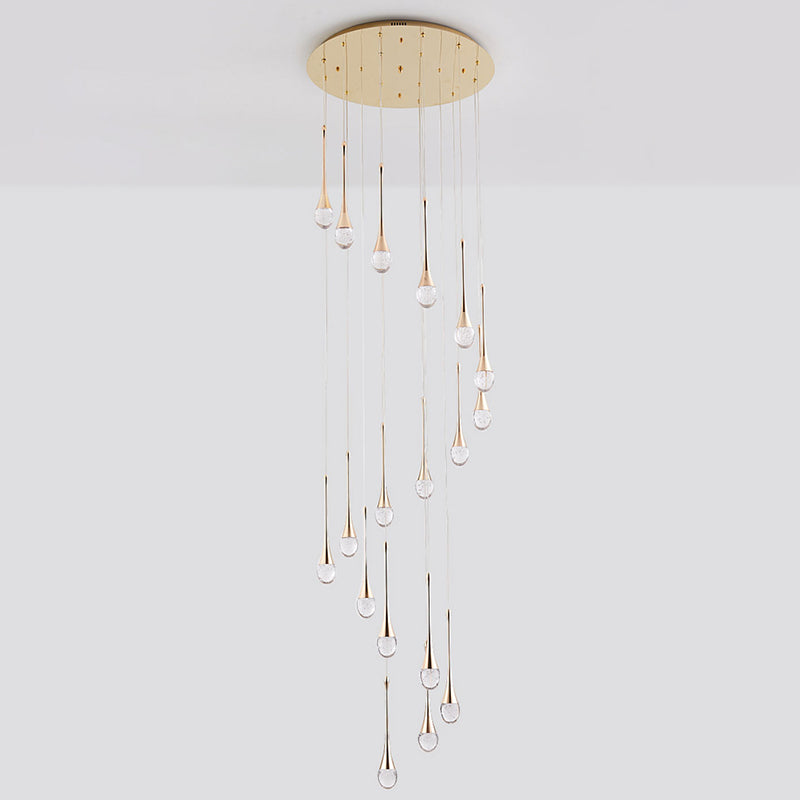 Droplet Hanging Light Fixtures Modern Simple Crystal Ceiling Pendant for Stairwell