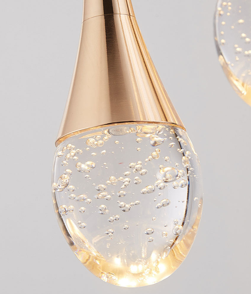 Droplet Hanging Light Fixtures Modern Simple Crystal Ceiling Pendant for Stairwell