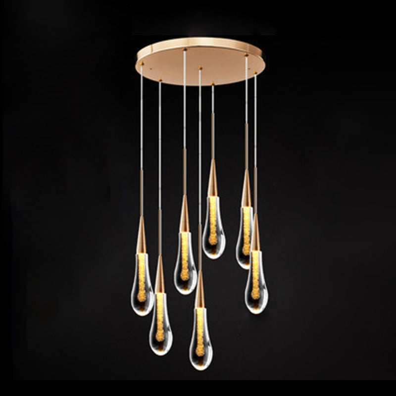 Droplet Multi plafond Light Contemporary Crystal Cluster Pendant Light avec cordon suspendu pour restaurant