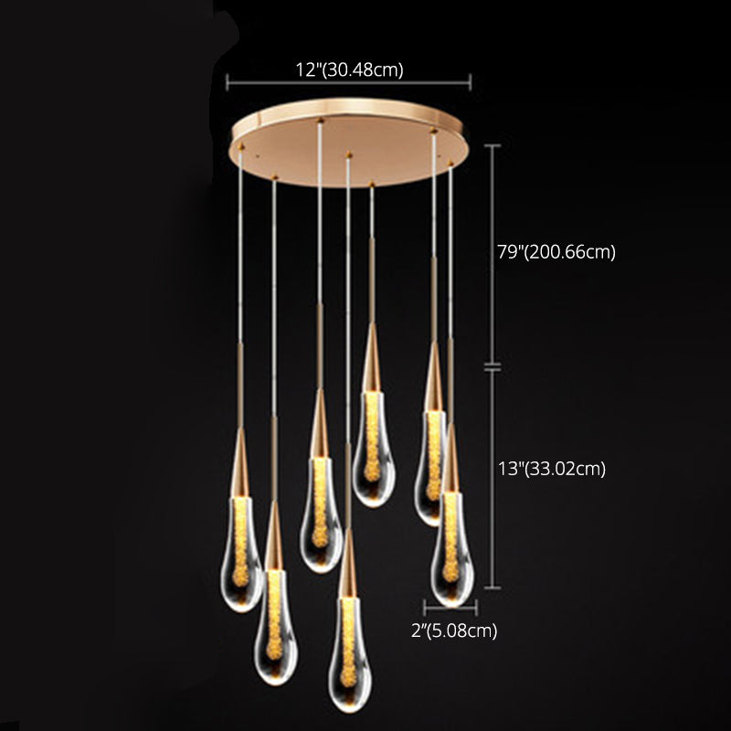 Druppel multi plafondlicht hedendaags kristallen cluster hanglamp met hangende koord voor restaurant