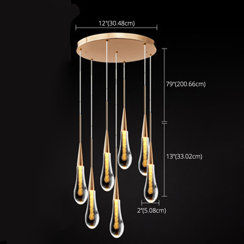 Droplet Multi plafond Light Contemporary Crystal Cluster Pendant Light avec cordon suspendu pour restaurant