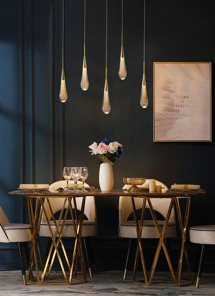 Droplet Multi plafond Light Contemporary Crystal Cluster Pendant Light avec cordon suspendu pour restaurant