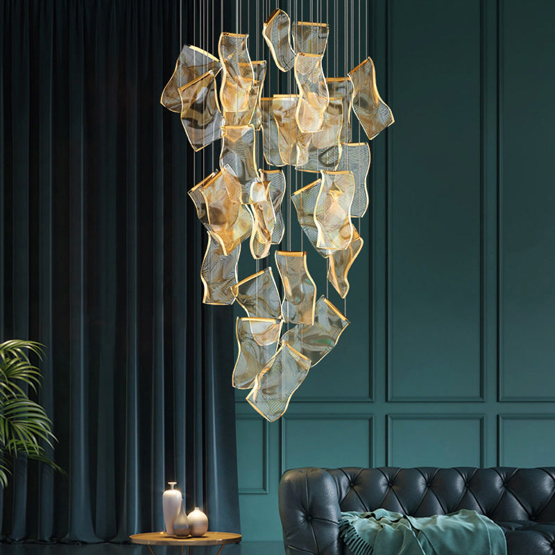 Paper Hanging Light Fixtures Modern Simple Acrylic Ceiling Pendant for Stairwell