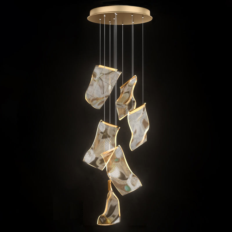 Paper Hanging Light Fixtures Modern Simple Acrylic Ceiling Pendant for Stairwell