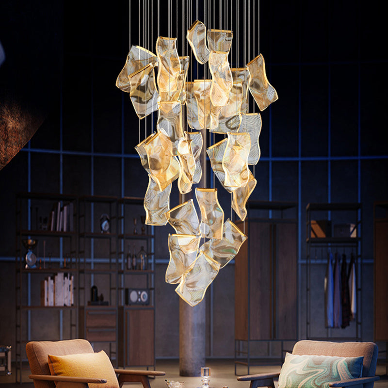 Paper Hanging Light Fixtures Modern Simple Acrylic Ceiling Pendant for Stairwell