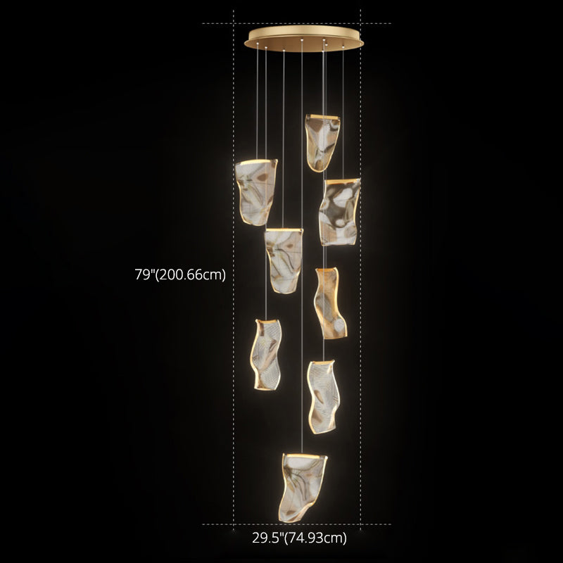 Paper Hanging Light Fixtures Modern Simple Acrylic Ceiling Pendant for Stairwell