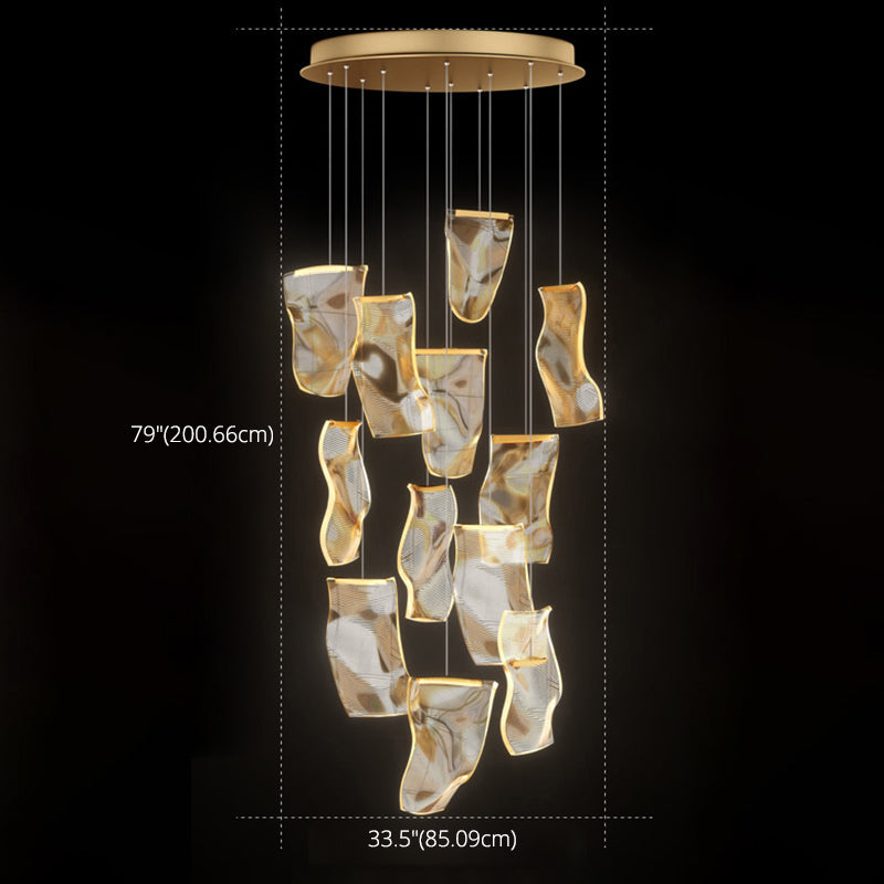 Paper Hanging Light Fixtures Modern Simple Acrylic Ceiling Pendant for Stairwell