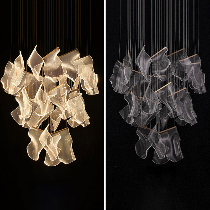 Paper Hanging Light Fixtures Modern Simple Acrylic Ceiling Pendant for Stairwell