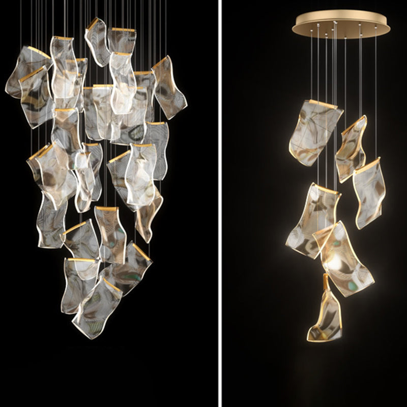 Paper Hanging Light Fixtures Modern Simple Acrylic Ceiling Pendant for Stairwell