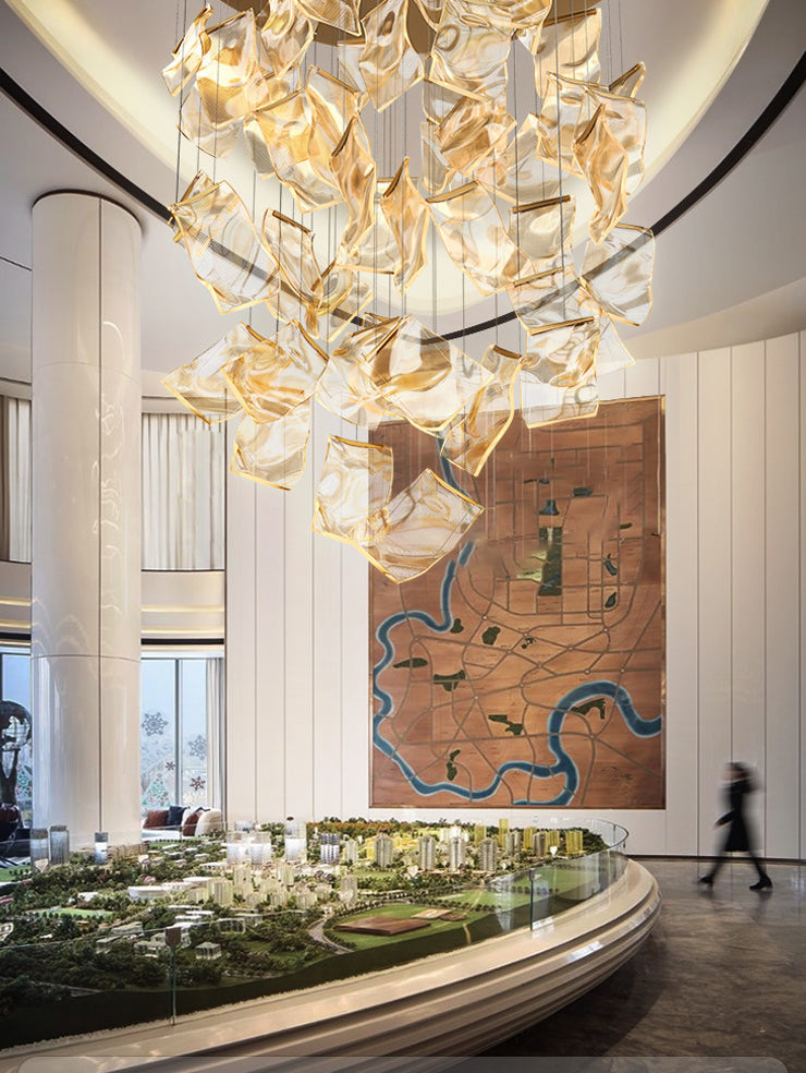 Paper Hanging Light Fixtures Modern Simple Acrylic Ceiling Pendant for Stairwell