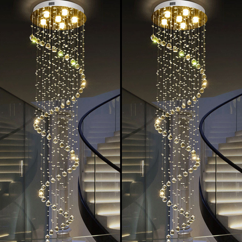 Droplet Hanging Light Fixtures Modern Simplicity Stainless Steel Ceiling Pendant for Stairwell