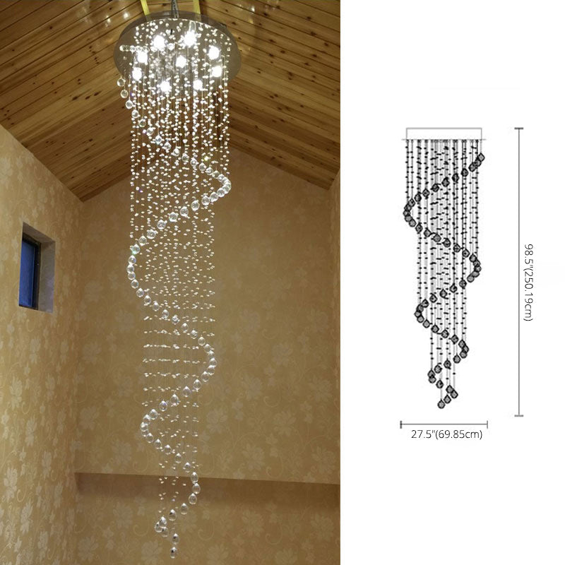 Droplet Hanging Light Fixtures Modern Simplicity Stainless Steel Ceiling Pendant for Stairwell