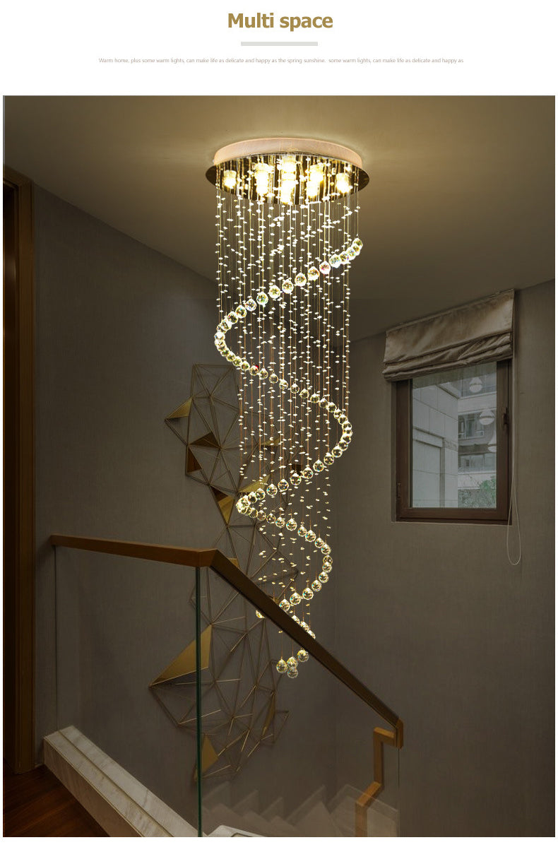 Droplet Hanging Light Fixtures Modern Simplicity Stainless Steel Ceiling Pendant for Stairwell