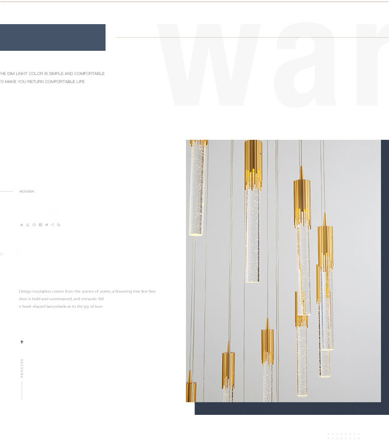 Column Hanging Light Fixtures Post-Modern Aluminum Ceiling Pendant for Living Room