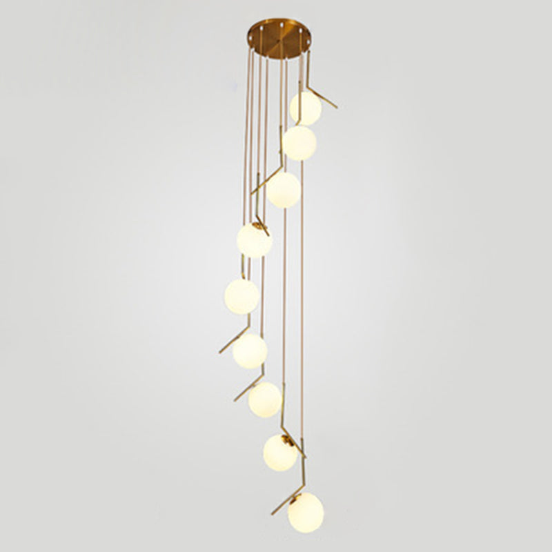 Sphères pendantes des luminaires suspendus nordics simples de plafond en verre blanc pour restaurant