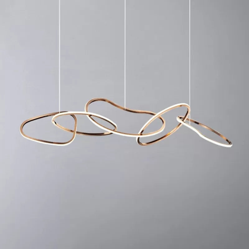 Nordic Simple Hanging Multiple Rings Chandelier Pendant Light Metal Ceiling Lights Fixture for Restaurant