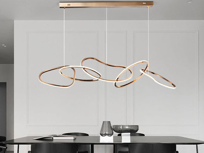 Nordic Simple Hanging Multiple Rings Chandelier Pendant Light Metal Ceiling Lights Fixture for Restaurant