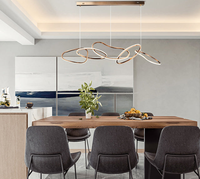 Nordic Simple Hanging Multiple Rings Chandelier Pendant Light Metal Ceiling Lights Fixture for Restaurant