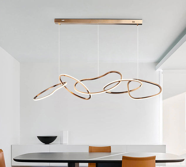 Nordic Simple Hanging Multiple Rings Chandelier Pendant Light Metal Ceiling Lights Fixture for Restaurant