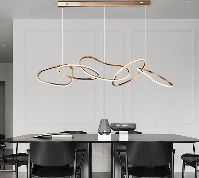Nordic Simple Hanging Multiple Rings Chandelier Pendant Light Metal Ceiling Lights Fixture for Restaurant