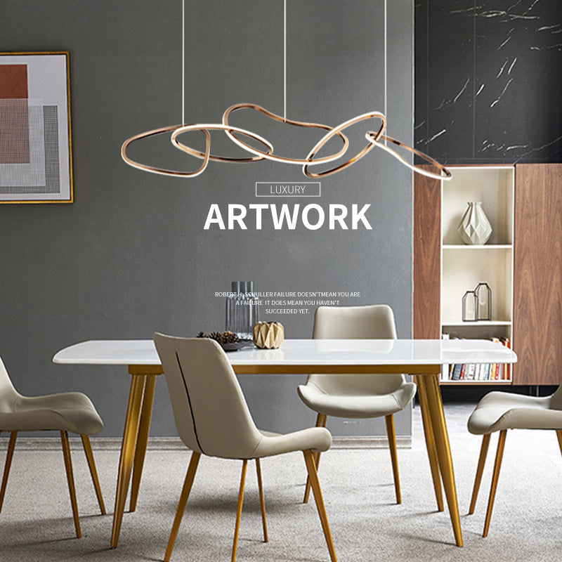 Nordic Simple Hanging Multiple Rings Chandelier Pendant Light Metal Ceiling Lights Fixture for Restaurant