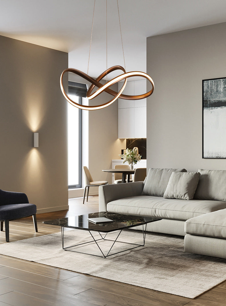 Postmodern Twist Suspended Lighting Fixture Metal Hanging Ceiling Fixture for Restaurant