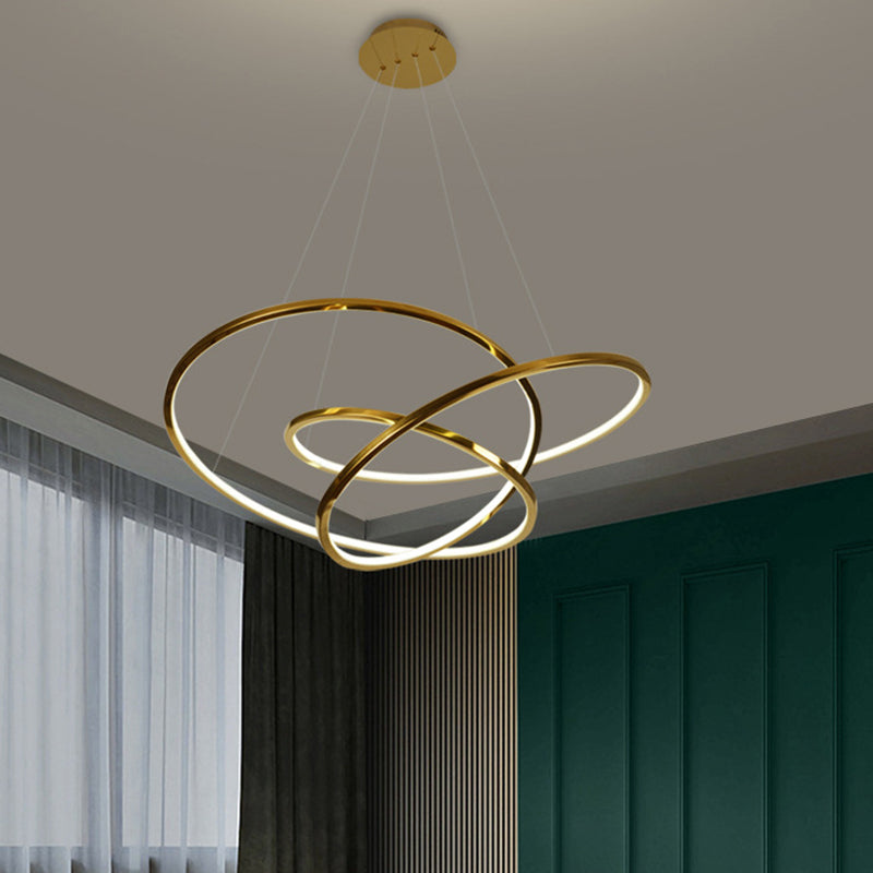 Modern Cycle Chandelier Stainless Steel Pendant Ceiling Lights with Adjustable Hanging Cord for Living Room