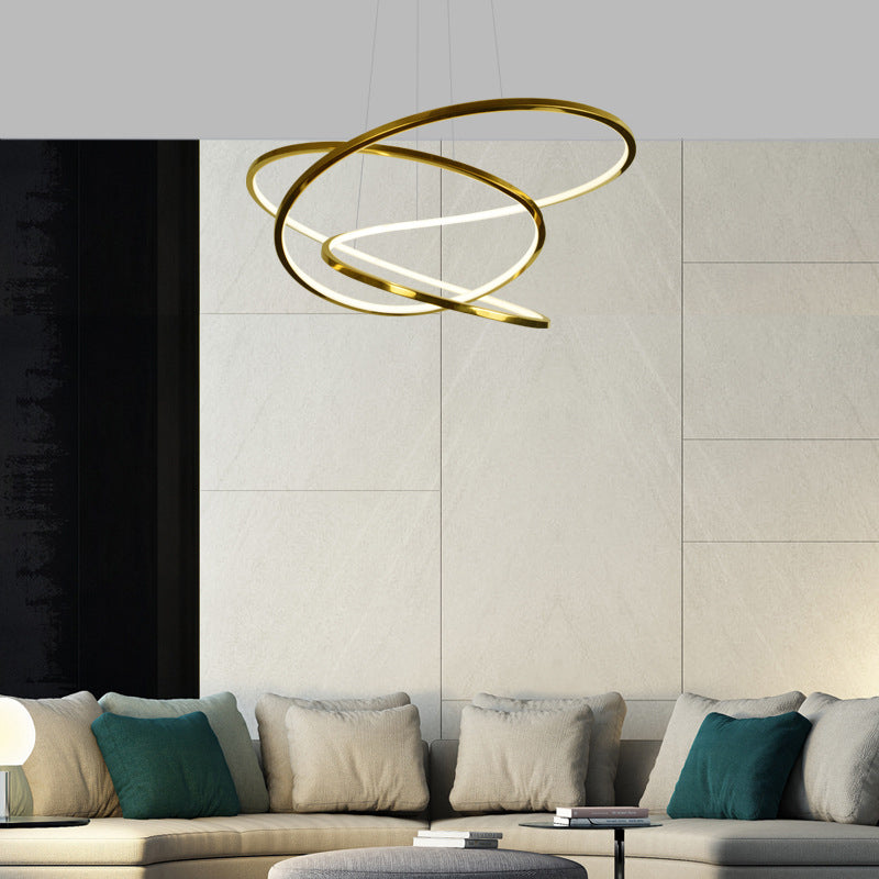 Modern Cycle Chandelier Stainless Steel Pendant Ceiling Lights with Adjustable Hanging Cord for Living Room