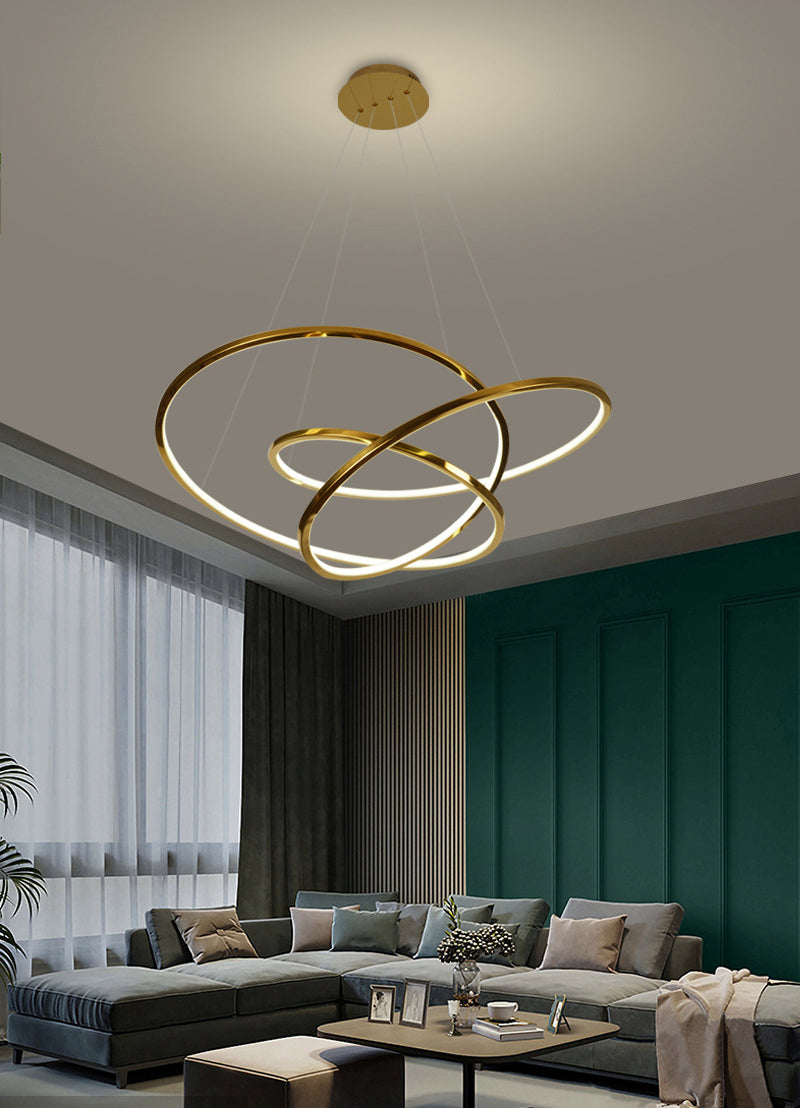 Modern Cycle Chandelier Stainless Steel Pendant Ceiling Lights with Adjustable Hanging Cord for Living Room