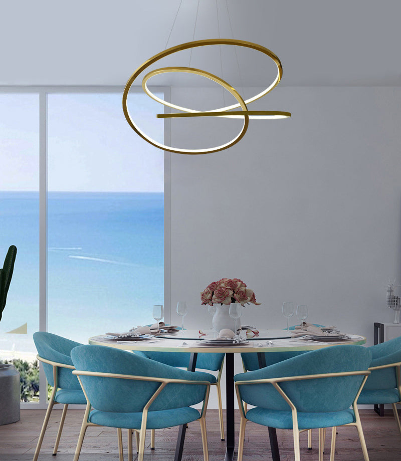 Modern Cycle Chandelier Stainless Steel Pendant Ceiling Lights with Adjustable Hanging Cord for Living Room