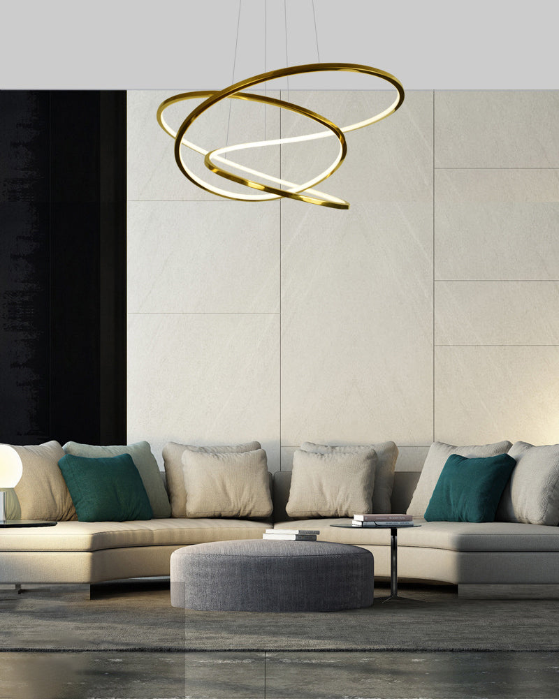 Modern Cycle Chandelier Stainless Steel Pendant Ceiling Lights with Adjustable Hanging Cord for Living Room