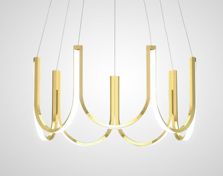 Contemporary Symmetrical Curves Chandelier Lights Aluminum Pendant Ceiling Lights for Living Room