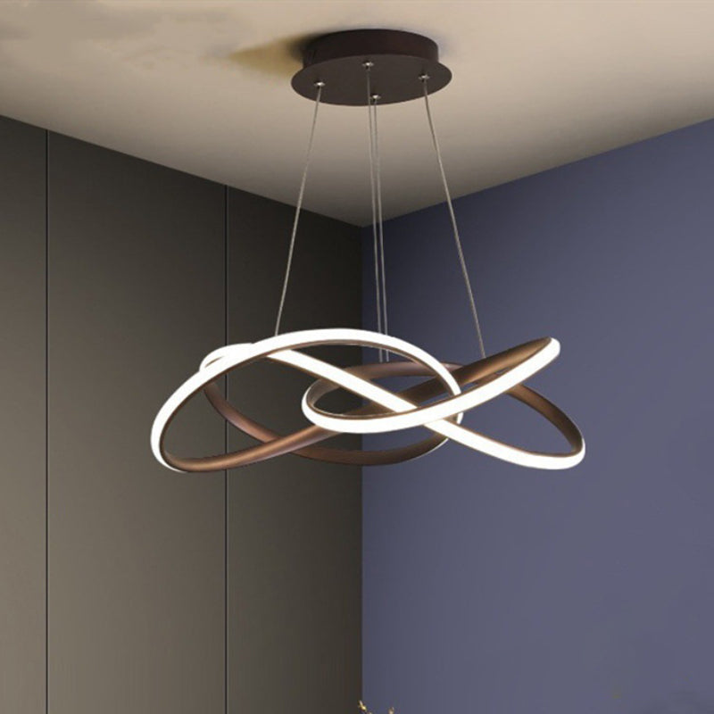 Ultra-modern Seamless Curves LED Chandelier Lamp Metallic Suspension Pendant Light for Restaurant