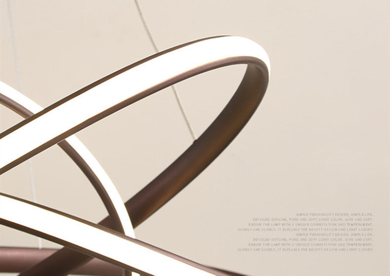 Ultra-modern Seamless Curves LED Chandelier Lamp Metallic Suspension Pendant Light for Restaurant