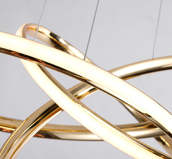 Modern Simplicity Spiral LED Chandelier Light Fixtures Metallic Hanging Pendant Lights for Restaurant