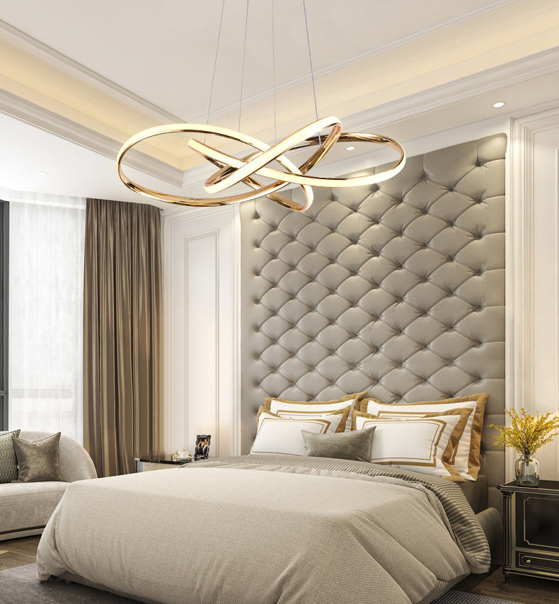 Modern Simplicity Spiral LED Chandelier Light Fixtures Metallic Hanging Pendant Lights for Restaurant