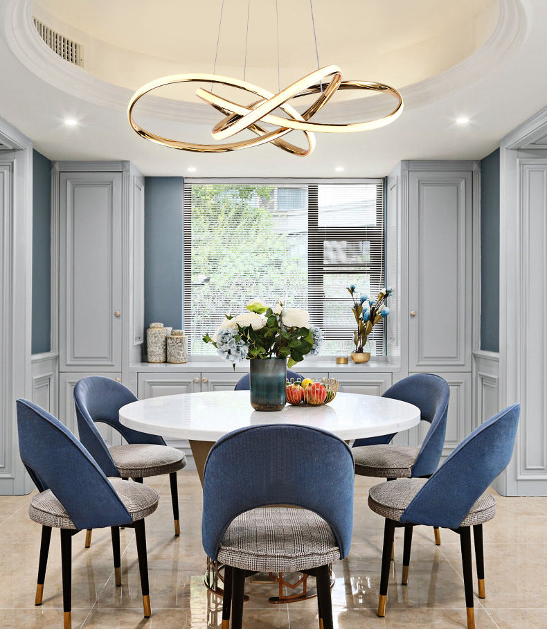 Modern Simplicity Spiral LED Chandelier Light Fixtures Metallic Hanging Pendant Lights for Restaurant