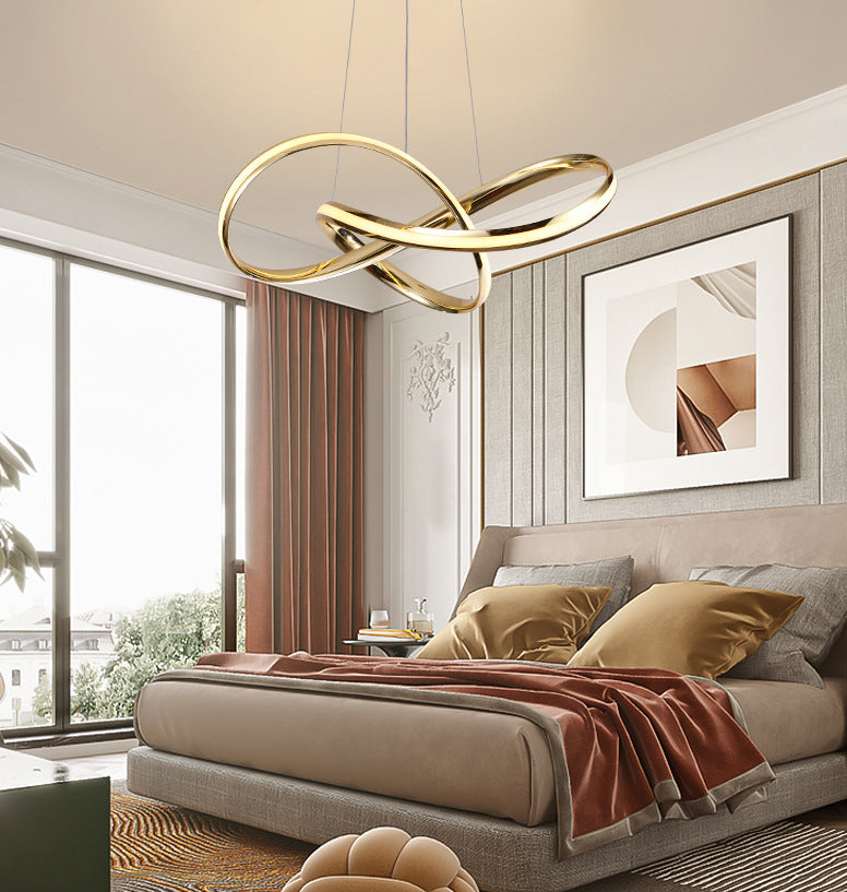 Modern Simplicity Spiral LED Chandelier Light Fixtures Metallic Hanging Pendant Lights for Restaurant