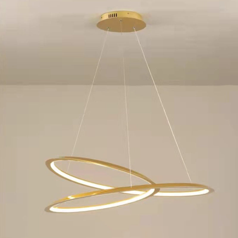 Contemporary Seamless Curves Chandelier Pendant Light Metallic Suspension Pendant Light for Living Room