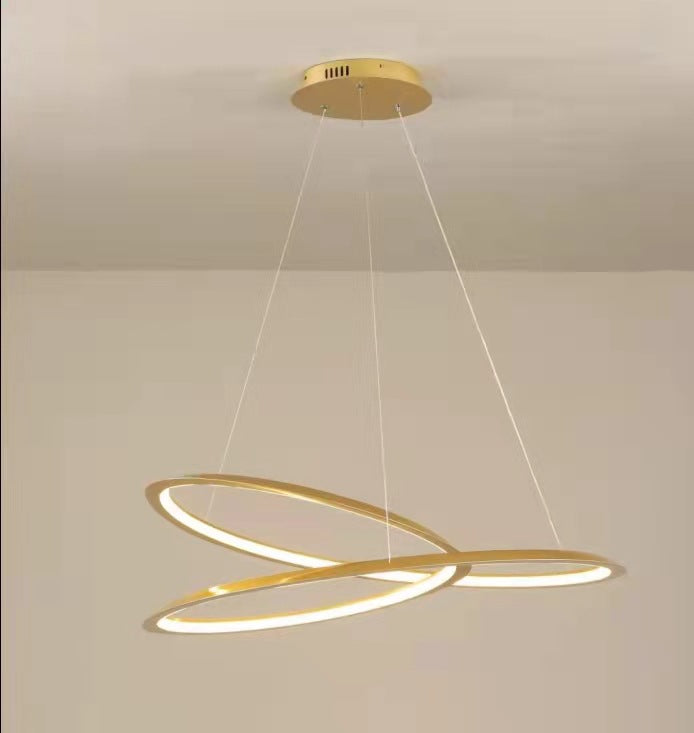 Contemporary Seamless Curves Chandelier Pendant Light Metallic Suspension Pendant Light for Living Room