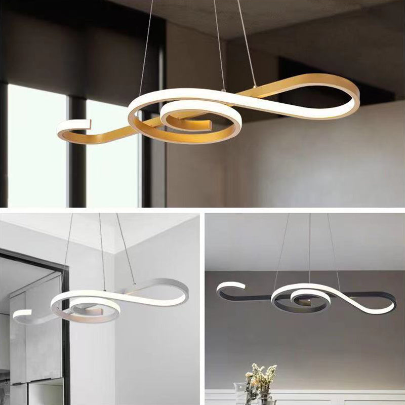 Ultra-modern Musical Note Hanging Chandelier Aluminum Suspension Lighting with Hanging Cord for Living Room