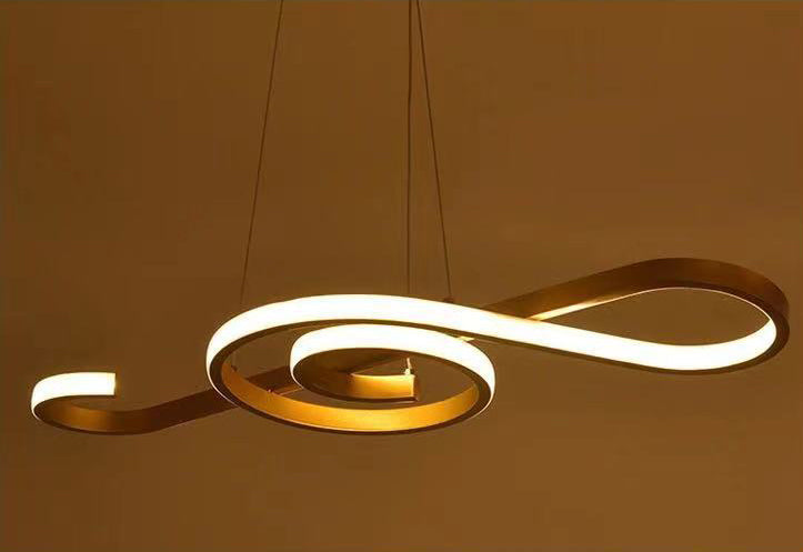 Ultra-modern Musical Note Hanging Chandelier Aluminum Suspension Lighting with Hanging Cord for Living Room